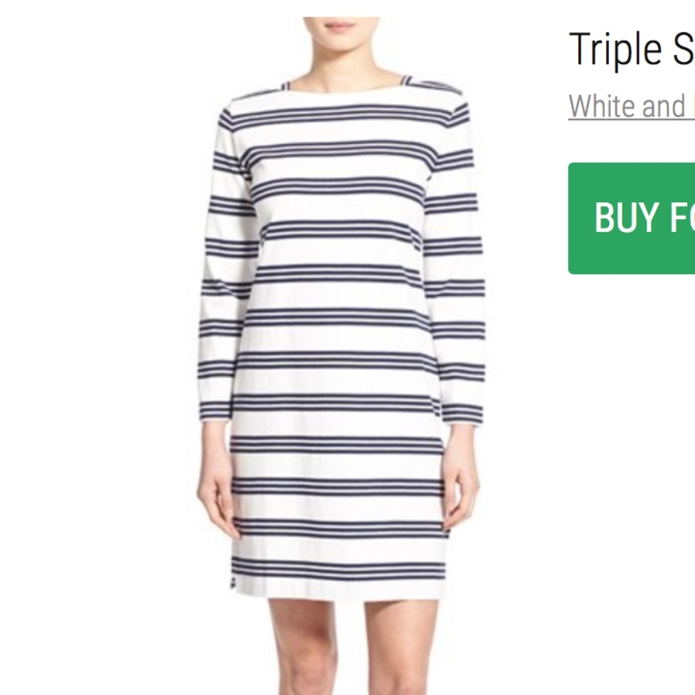 Navy and White Stiped Midi Vineyard Vines Dress